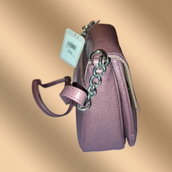 Koltov Gigi Crossbody Bag Purse with Chain Strap Detail Dark Rose or Mauve - Picture 4 of 12